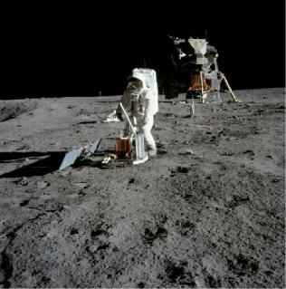 Buzz Aldrin deploys a 
seismometer in the Sea of Tranquility